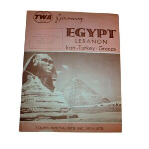 1974 TWA Airline Brochure Egypt‎ Lebanon Iran Travel Ephemera